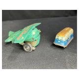 Vintage Litho Wind Up Air Plane & Trolly Bus