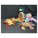Six TY Beanie Babies, Claude The Crab & More