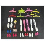 Mixed Lot of Barbie Shoes, Hangers  & Vanity Items