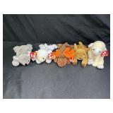 5 TY Beanie Babie Animals Fleece, Whisper & More