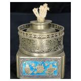 Antique Chinese Enameled Paktong Opium Lamp