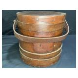 Antique Primitive Style Firkin Bucket with Lid