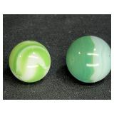 2 Vintage Green Swirl Glass Marbles