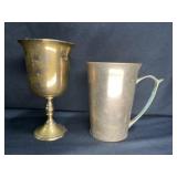 VTG Brass Goblet & Brass Cup with Thumb Tab Handle