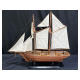 Vtg Hand Carved Wooden Bluenose Fishing Schooner