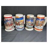 4 Budweiser 2001, 1999, 2000 & 2002 Steins