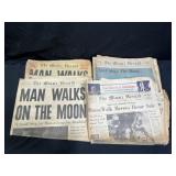 6 Miami Herald Man on the Moon Newspapers