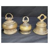 3 Vintage  Brass Bells