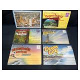 5 Vintage US Souvenir Folded Past Card Booklets