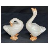 Pair Of Ceramic Geese Figurines Made In Japan