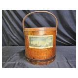 Vintage Wooden Firkin Bucket with Handle