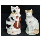 Antique Sattordshire Cat & Violin & Cat Figurines