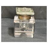 Clear Glass Inkwell with Slag glass Top