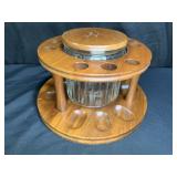 Decatur Deco Walnut Pipe Stand & Glass Humidor