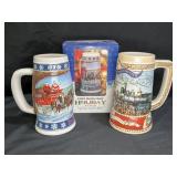 Budweiser & Miller HIgh Life Steins