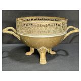 Vintage Bronze Pierced Claw Foot Footed Bowl