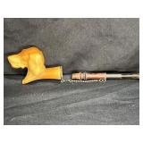 Carved Dog Head Meerschaum Pipe