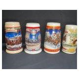 4 Vintage Budweiser Clydesdale Beer Steins