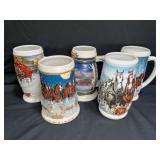 5 Budweiser Anniversary & Holiday Steins