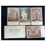 4 USNA Chapel Paintings Post Cards 1949