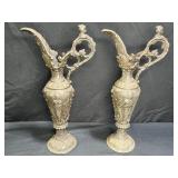 2 Vintage Spelter Ornate Cadueceus Cherub