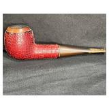 Longchamps Style Red Leather Wrapped Pipe
