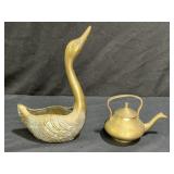 Mini Brass Tea Pot & Long Neck Swan