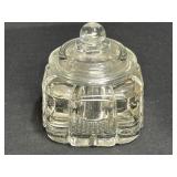 Vintage Criss Coss Waffle Glass Ink Well with Lid