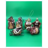 5 Boyds Bears Longaberger Woven Baskets Ornaments
