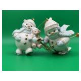 2 Porcelain Ornaments Lenox Snowlight