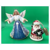 Jim Shore ANgel Figuine & Santa Ornament