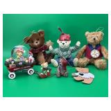 7 intage Teddy Bear Christmas Ornaments