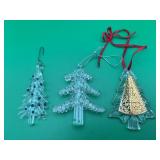3 Glass Christmas Tree Decorative Ornaments