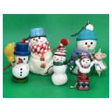 5 Mixed Lot of Snowman Ornaments
