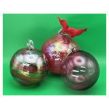3 handcrafted mouth-blown art glass Ornaments
