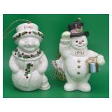 Two 1998 Lenox Annual Snowmen Ornaments
