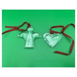 2 Vintage Orrefors Crystal Christmas Ornaments
