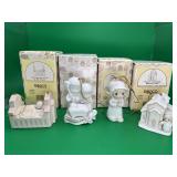 4 Vintage, Precious Moments Porcelain Ornaments
