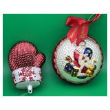 2  Blown Glass Christmas Ornament