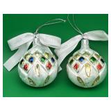 2 Waterford Holiday Heirlooms Ice ball ornaments