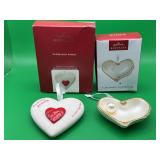 2 Keepsake Heart Christmas Ornaments