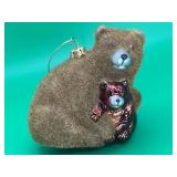 The Old World Christmas Bear & Cubs Glass Ornament