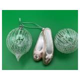 Pink Blown Glass Ballerina Slippers Ornament +