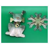 2 handcrafted metal ornament Ralph the Dog"