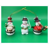 3 Snowman Hinged Trinket Boxes
