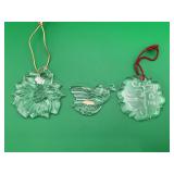 3 Gorham, & Mikasa Crystal Christmas Ornaments