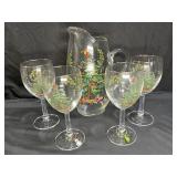 SPODE Christmas Tree Large Pitcher & 4 Glasses