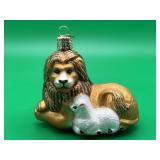 Old World Christmas Lion and Lamb Glass Ornament