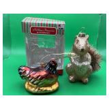 2 Vintage Blown Glass Christmas Ornaments