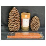 Wax Pine Cone & Taper Candles & LED Pillar Candle